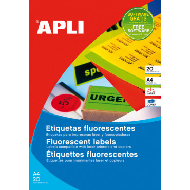 Apli tulostusetiketti 64 x 33,9 mm neonoranssi | Euro Toimistotukut Oy