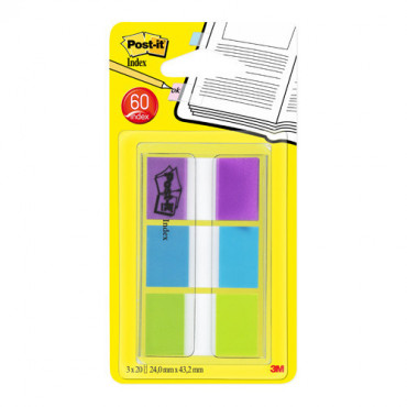 Post-it Index teippimerkki 680-PBG 3 x 20 merkkiä annostelijassa | Euro Toimistotukut Oy