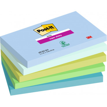 Post-it 655 Super Sticky Oasis värilajitelma 76 x 127 mm (5) | Euro Toimistotukut Oy