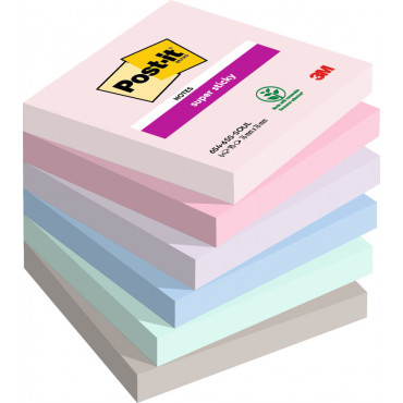 Post-it 654 Super Sticky Soulful varilajitelma 76 x 76 mm (6) | Euro Toimistotukut Oy