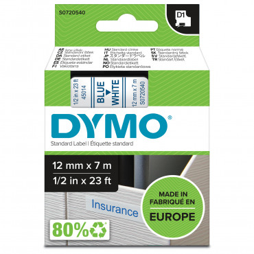 Dymo D1 tarrateippi 12 mm si/va | Euro Toimistotukut Oy