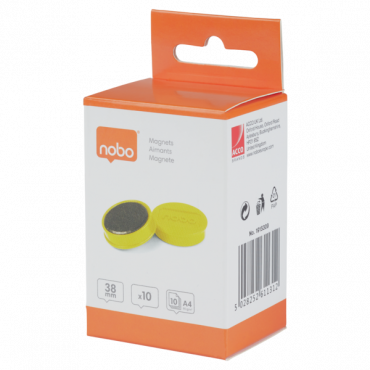 Nobo magneetit 38 mm 1,5 kg keltainen (10) | Euro Toimistotukut Oy