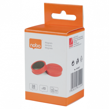 Nobo magneetit 38 mm 1,5 kg punainen (10) | Euro Toimistotukut Oy