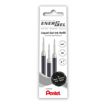 Pentel vaihtosäiliö Energel 0,7 3 kpl musta | Euro Toimistotukut Oy