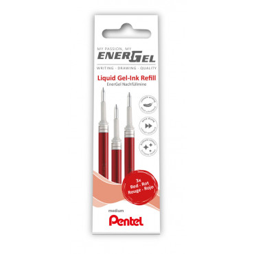 Pentel vaihtosäiliö Energel 0,7 3 kpl punainen | Euro Toimistotukut Oy