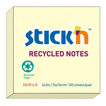 Stick′n viestilappu EKO 76 x 76 mm keltainen | Euro Toimistotukut Oy