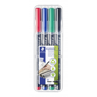 Staedtler Lumocolor M317 medium 4 värin sarja 1,0 mm | Euro Toimistotukut Oy