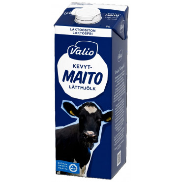 Valio kevytmaito 1 L laktoositon UHT | Euro Toimistotukut Oy