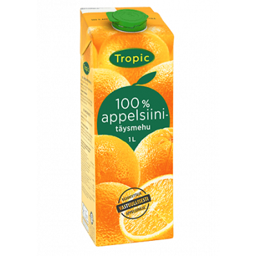 Tropic 100 % Appelsiinitäysmehu 1 L | Euro Toimistotukut Oy