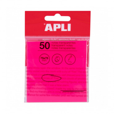 Apli läpinäkyvä viestilappu 75 x 75 mm pinkki | Euro Toimistotukut Oy